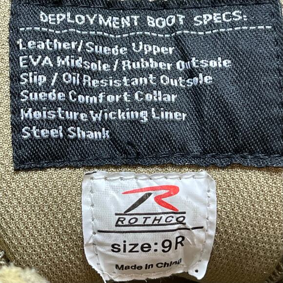Rothco Forced Entry 6 inch Desert Tan Deployment Boot Size 9R Tan main image 8